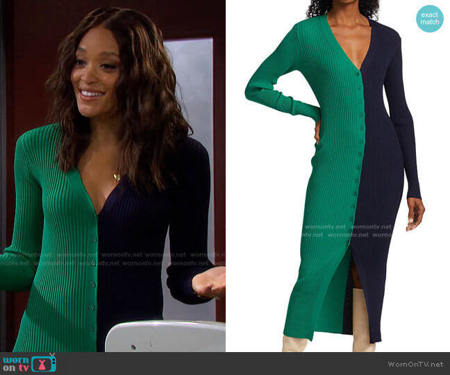 Staud Shoko Dress in Clover Deep Sea worn by Lani Price (Sal Stowers) on Days of our Lives