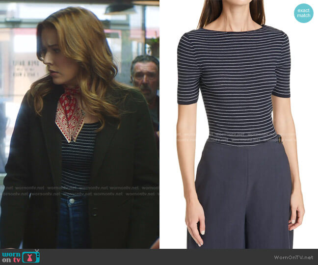 Vince Stripe Ribbed Top worn by Nancy Drew (Kennedy McMann) on Nancy Drew