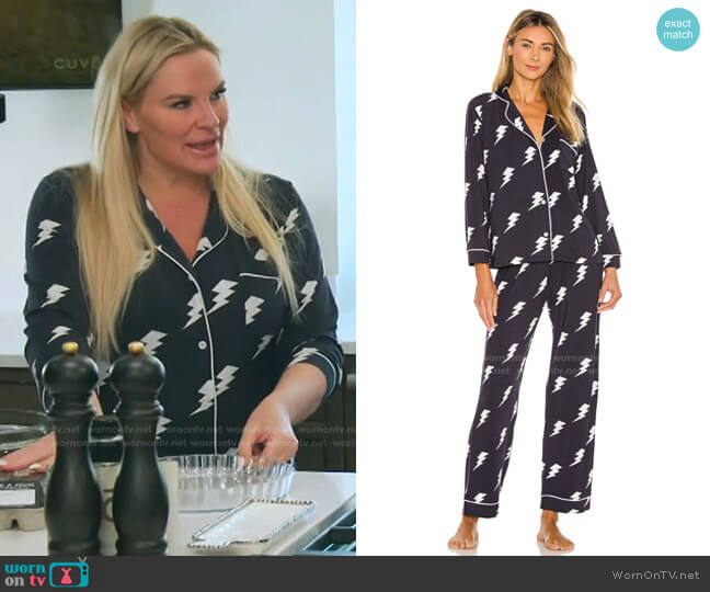 Stripe & Stare Black Lightning Pajamas worn by Heather Gay on The Real Housewives of Salt Lake City