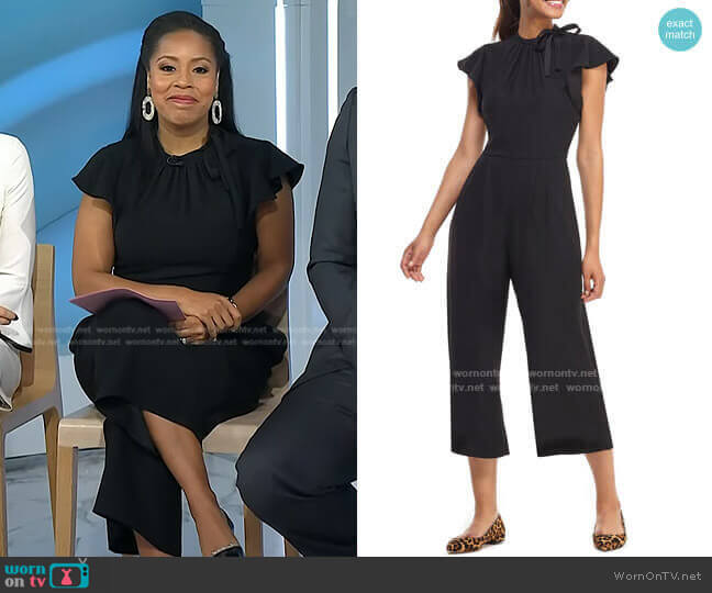 Gal Meets Glam Collection Sybil Flutter Sleeve Jumpsuit worn by Sheinelle Jones on Today