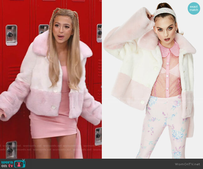 Selkie The End Of The World Faux Fur Coat worn by Lexi (Josie Totah) on Saved By The Bell