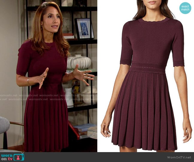 Ted Baker Dorlean Scallop Trim Knit Skater Dress worn by Lily Winters (Christel Khalil) on The Young and the Restless