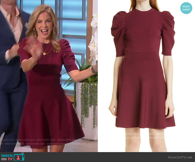 Ted Baker Lorna Puff Sleeve Skater Dress worn by Natalie Morales on The Talk
