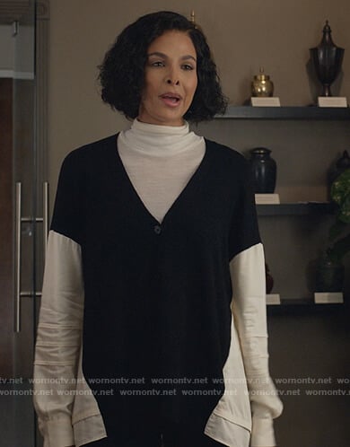 Tina’s colorblock cardigan on Queens