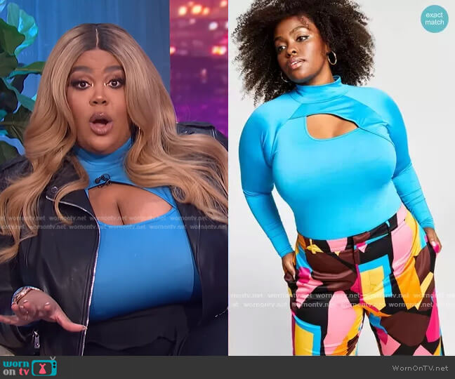 Nina Parker Trendy Plus Size Cutout Bodysuit worn by Nina Parker on E! News