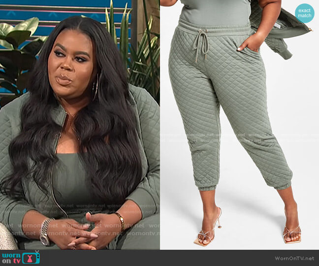 Nina Parker Trendy Plus Size Quilted Jogger Pants worn by Nina Parker on E! News