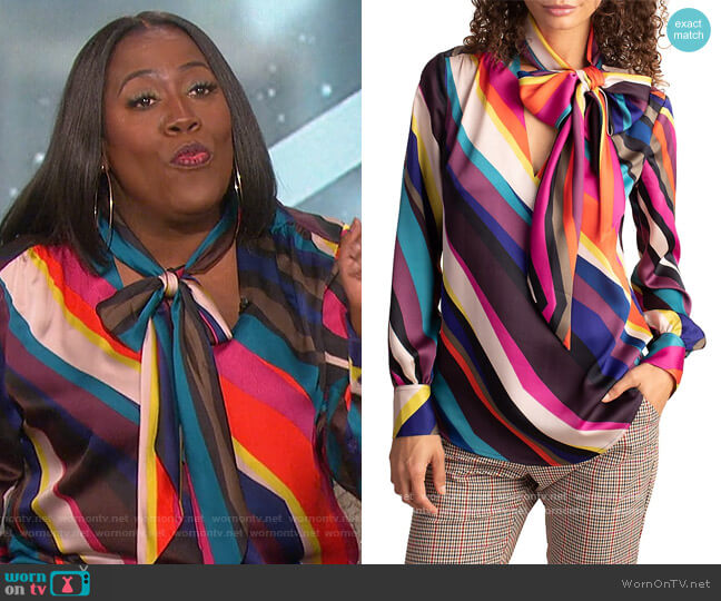 Trina Turk Demming Printed Blouse worn by Sheryl Underwood on The Talk