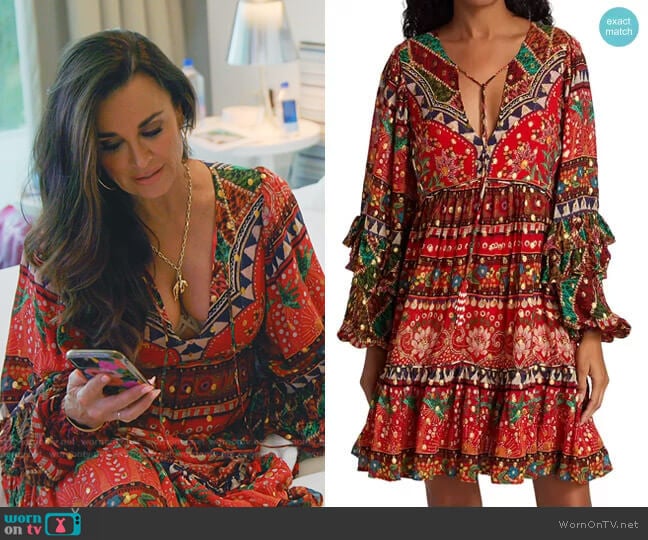 Farm Rio Tropical Shine Mini Dress worn by Kyle Richards on The Real Housewives Ultimate Girls Trip