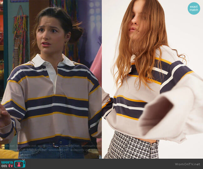 Urban Outfitters Jefferson Cropped Rugby Shirt worn by Lex (Jules LeBlanc) on Side Hustle
