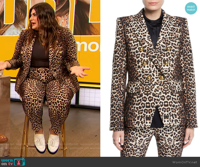 Veronica Beard Miller Double-Breasted Leopard-Print Jacket