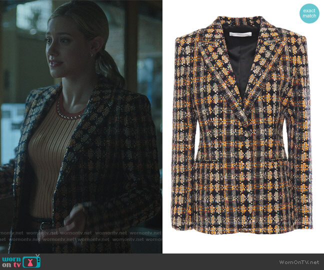 Victoria Beckham Cotton Blend Tweed Blazer worn by Betty Cooper (Lili Reinhart) on Riverdale