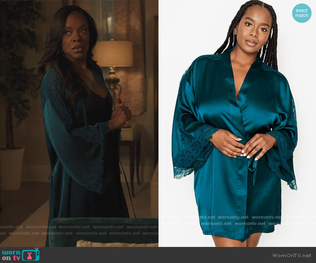 Victoria's Secret Lace Inset Robe worn by Leah Franklin-Dupont (Nadine Ellis) on Our Kind of People