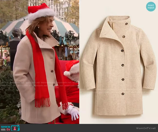 J. Crew Villa coat in Hthr Sand worn by Hoda Kotb on Today