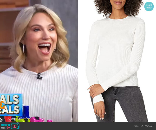 Vince Marled Rib Crew Sweater worn by Amy Robach on Good Morning America