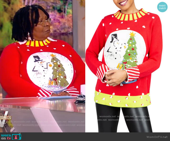 Whoopi Snowy in the Globe Oversize Mock Neck Sweater worn by Whoopi Goldberg on The View