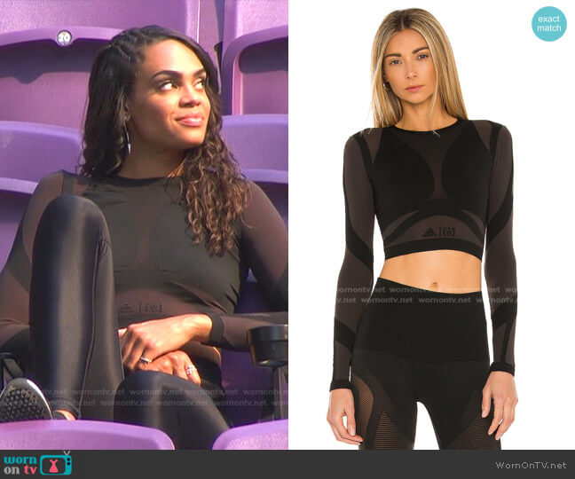 Wolford x adidas Sheer Motion Mesh Long Sleeve Crop Top worn by Michelle Young on The Bachelorette