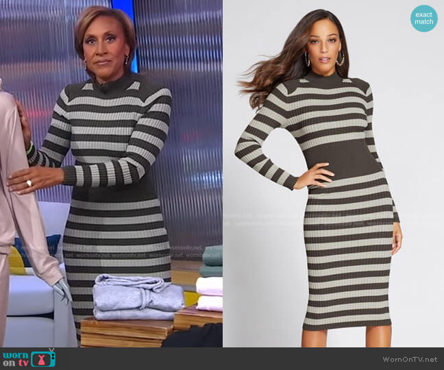 New York & Company Mock Neck Sweater Dress - Gabrielle Union Collection worn by Robin Roberts on Good Morning America