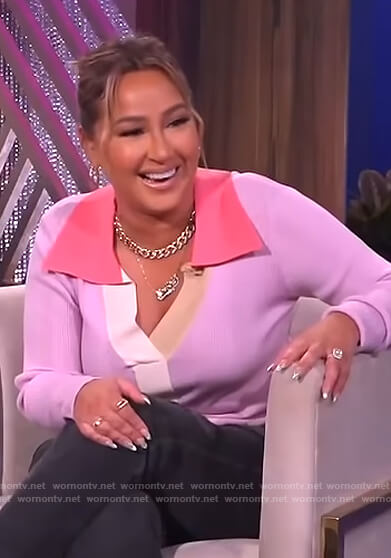 Adrienne’s pink colorblock top on The Real