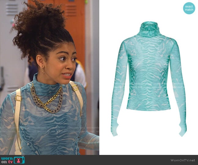 AFRM Zadie Semi Sheer Turtleneck Top