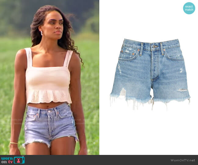 Agolde Parker Distressed Denim Shorts worn by Michelle Young on The Bachelorette