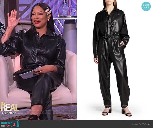 Agolde Vegan Leather 80s Jumpsuit worn by Garcelle Beauvais on The Real