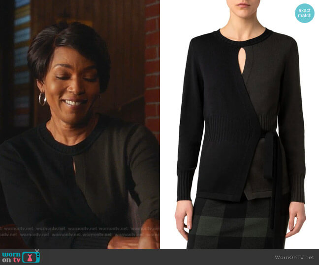 Akris Punto Colorblock Wool Wrap Cardigan worn by Athena Grant (Angela Bassett) on 9-1-1
