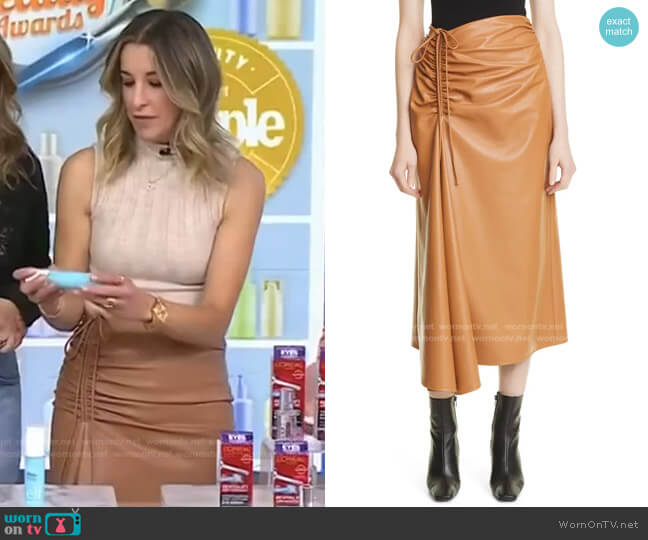 A.L.C. Orly Gathered Faux Leather Midi Skirt