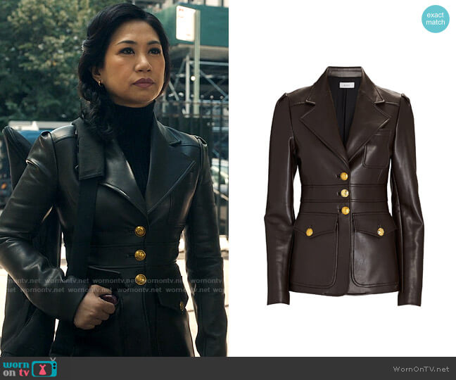 A.L.C. Amelia Faux Leather Jacket worn by Melody Bayani (Liza Lapira) on The Equalizer