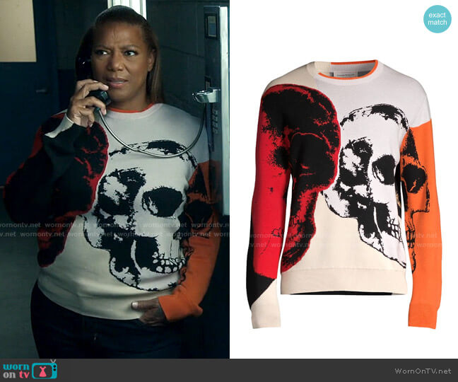 Alexander McQueen Skull Print Jacquard Jumper worn by Robyn McCall (Queen Latifah) on The Equalizer