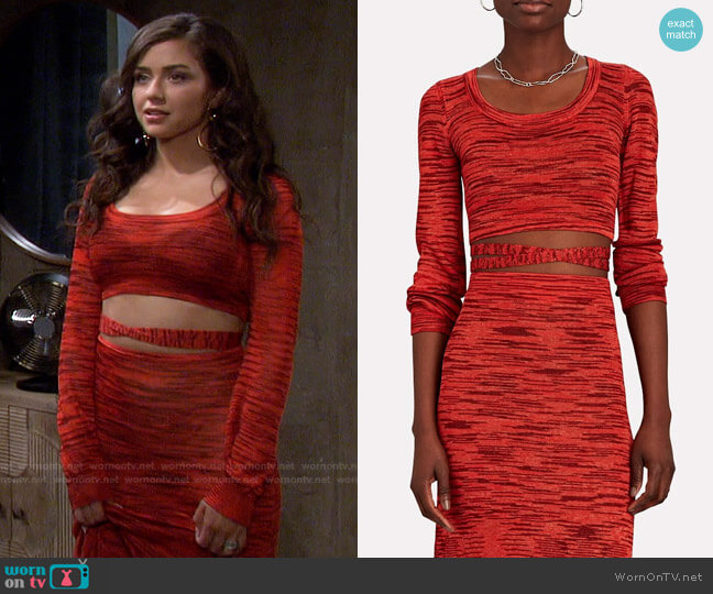 Alexis Loli Space Dyed Knit Crop Top worn by Ciara Brady (Victoria Konefal) on Days of our Lives