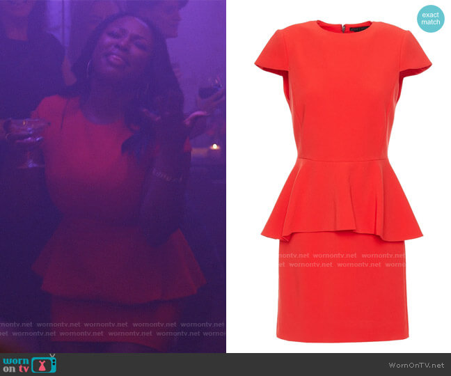 Alice + Olivia Ember stretch-crepe peplum mini dress worn by Jill (Naturi Naughton) on Queens