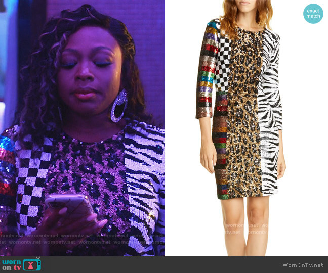 Alice + Olivia Jae Mixed Sequin Dress worn by Jill (Naturi Naughton) on Queens