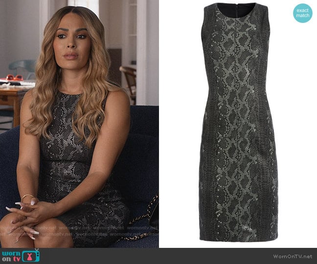 Alice + Olivia Larita Snake Skin Leather Dress worn by Valeria (Nadine Velazquez) on Queens