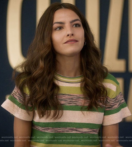 Allegra’s green striped top on The Flash