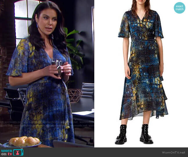 All Saints Adelana Mirus Wrap Dress worn by Chloe Lane (Nadia Bjorlin) on Days of our Lives
