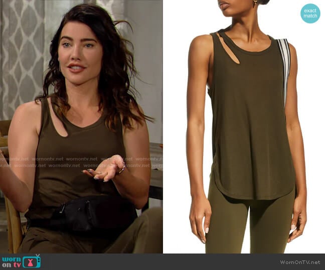 Alo Yoga Peak Ribbed Tank Top worn by Steffy Forrester (Jacqueline MacInnes Wood) on The Bold and the Beautiful