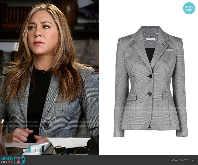 Altuzarra Fenice Jacket in Glen Plaid worn by Alex Levy (Jennifer Aniston) on The Morning Show