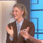 Amanda’s brown herringbone blazer on The Talk