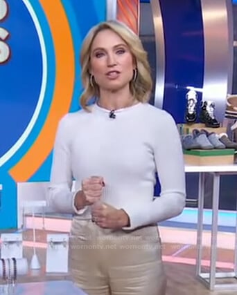 Amy’s white ribbed sweater on Good Morning America