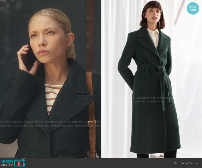 & Other Stories Herringbone Long Belted Coat worn by Kate Keller (Tavi Gevinson) on Gossip Girl