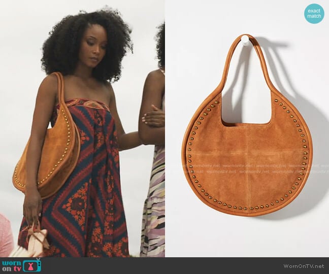 Anthropologie Studded Suede Tote Bag worn by Angela Vaughn (Yaya DaCosta) on Our Kind of People