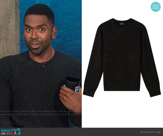 APC Jules Wool Crewnek Sweater worn by Justin Sylvester on E! News