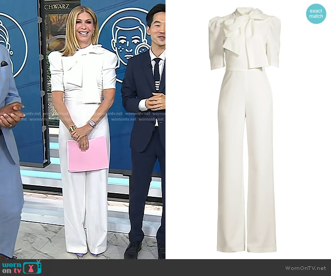 Black Halo Ara Bow Puff-Sleeve Jumpsuit worn by Jill Martin on Today