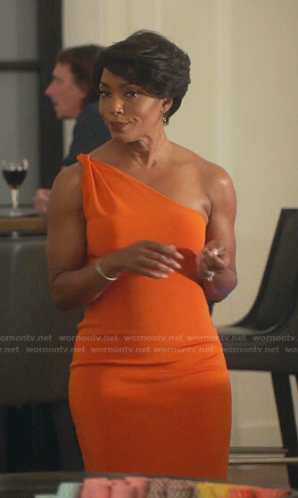 Athena’s orange one-shoulder dress on 9-1-1