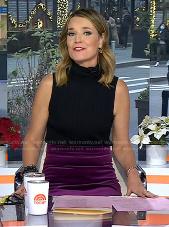 Savannah’s purple velvet midi skirt on Today