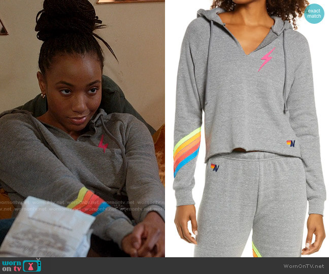 Aviator Nation Bolt Chevron Hoodie worn by Whitney Chase (Alyah Chanelle Scott) on The Sex Lives of College Girls