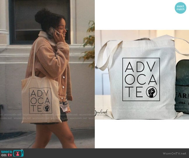 bANCHORED Advocate for Black Lives Tote Bag worn by Zoya Lott (Whitney Peak) on Gossip Girl