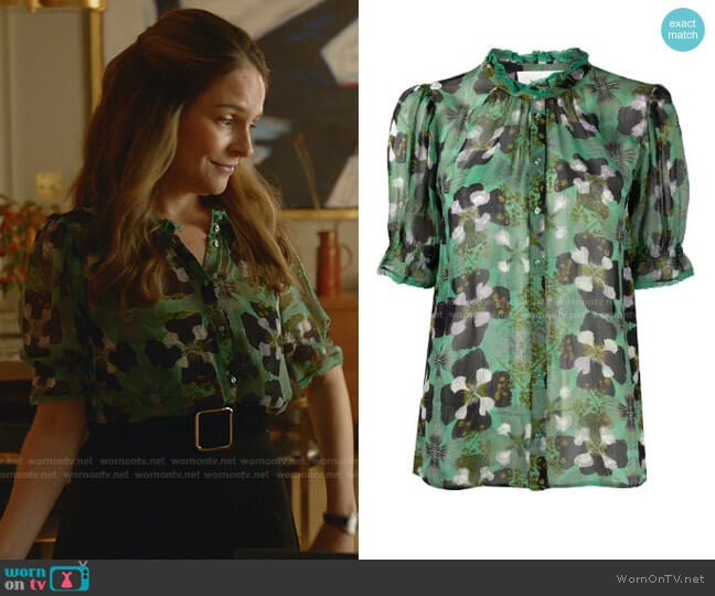 Ba&Sh Havana Frilled Floral-Print Shirt worn by Isabella Colón (Yara Martinez) on Bull