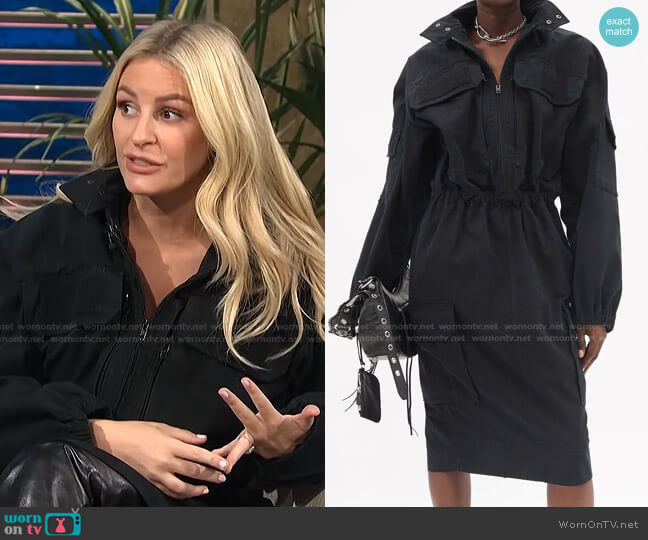 Balenciaga Cargo Ripstop Shirt Dress worn by Morgan Stewart on E! News