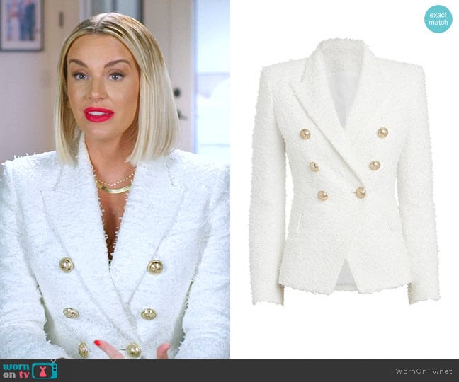 Balmain Double-Breasted Tweed Blazer worn by Whitney Rose on The Real Housewives of Salt Lake City